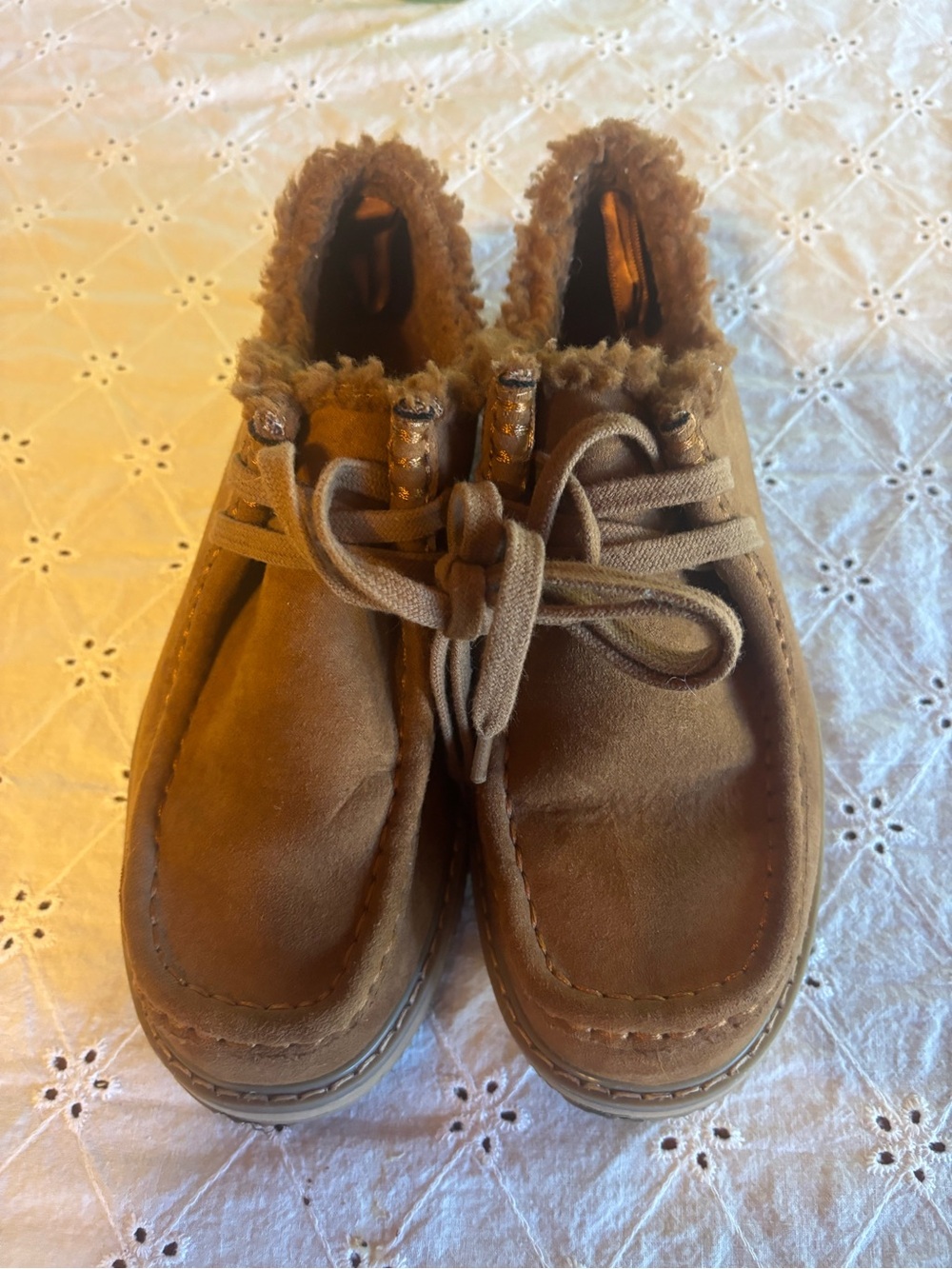 GAP Kids Tan Faux-Suede Fleece-Lined Moccasin Boots